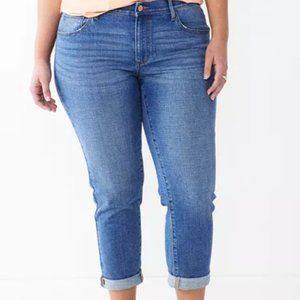 Rolled Girlfriend Jeans plus size 16W Light Wash